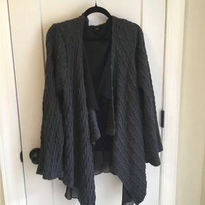 Suzanne Betro Charcoal Open Front Cardigan Size 2X
